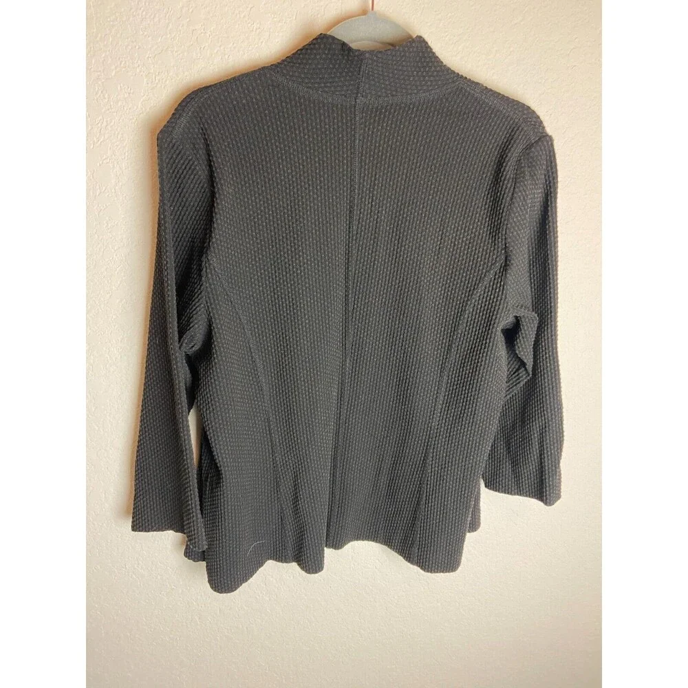 Eileen Fisher Womens Cardigan Sweater Gray Size L Solid Open Front Long Sleeve